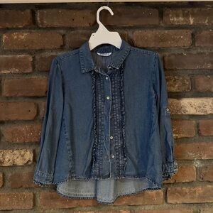Mayoral Blue Denim Ruffle Front Shirt